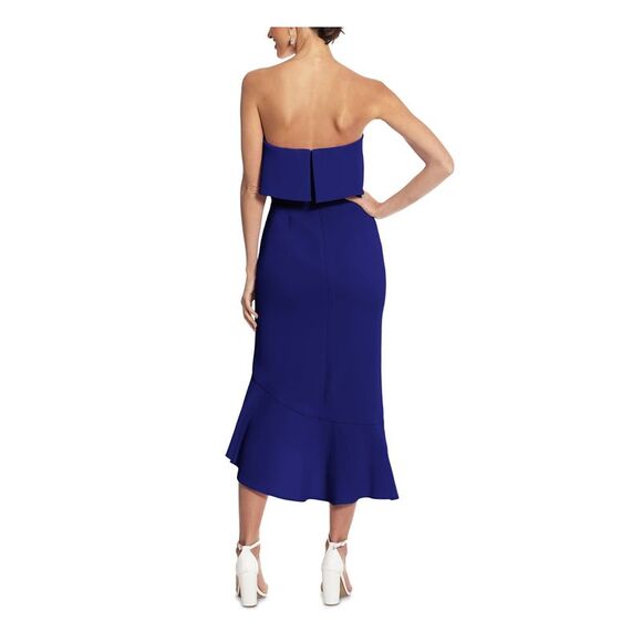 XSCAPE Womens Blue Sleeveless Strapless Above The Knee Cocktail Hi-Lo Dress 14 - Picture 2 of 4